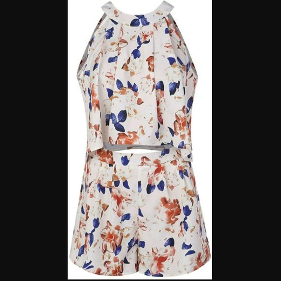 YOMISOY 2 Piece Floral Boho Romper - Halter Top & Shorts - NWOT - Picture 4 of 6